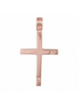 Ροζ gold βαπτιστικός σταυρός 14Κ με ζιργκόν D040957 D040957