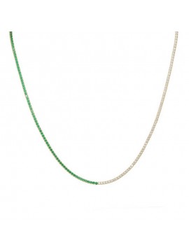 Κολιέ επίχρυσο choker ριβιέρα 925 με πράσινα και λευκά ζιργκόν D041149 D041149