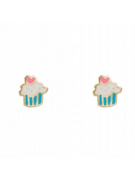 Χρυσά παιδικά σκουλαρίκια 14Κ cupcakes με σμάλτο D043258 D043258