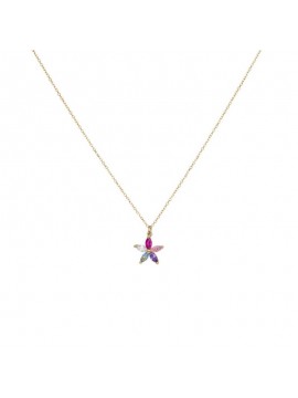 Γυναικείο κολιέ από χρυσό 9Κ multicolor flower D046250 D046250
