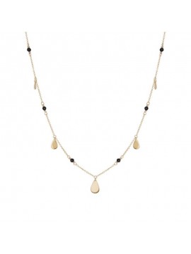 Κολιέ χρυσό Black spinel Κ9 με μοτίφ δάκρυ D046290 D046290