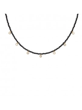 Γυναικείο κολιέ black spinel από χρυσό 9Κ με ζιργκόν D046309 D046309