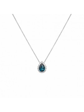 Γυναικείο λευκόχρυσο κολιέ 9Κ ροζέτα London blue D046581 D046581