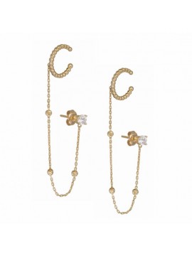 Σκουλαρίκια χρυσά καρφωτά 14Κ με ear cuff D046912 D046912