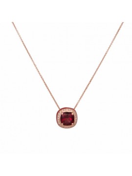 Κολιέ ροζ gold 14Κ με γρανάτη και διαμάντια D047712 D047712