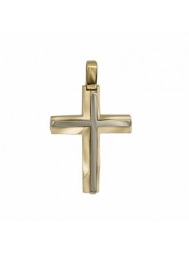 Ανδρικός δίχρωμος σταυρός 14K λουστρέ ματ D047716 D047716