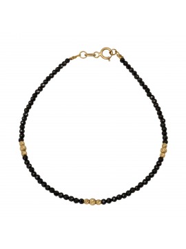 Γυναικείο βραχιόλι με Black spinel από χρυσό 14Κ με μπίλιες D054912 D054912