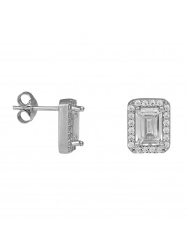 Λευκόχρυσα Καρφωτά Σκουλαρίκια Ροζέτες Κ9 Emerald Cut D055219 D055219