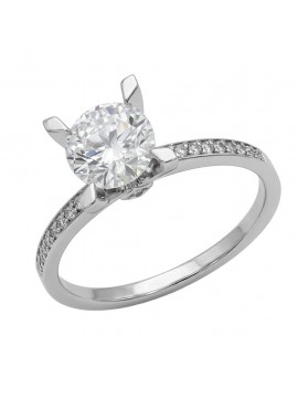 Λευκόχρυσο δαχτυλίδι 14Κ Μονόπετρο με Lab Grown Diamonds D056711 D056711