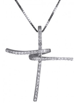 Γυναικείος λευκόχρυσος σταυρός με brilliant 18Κ DC011394 D011394C
