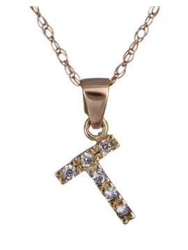 Ροζ gold μονόγραμμα Τ με καδένα Κ14 D017819 D017819