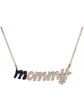 Χρυσό κολιέ mommy 14Κ με χρωματιστά ζιργκόν D020853 D020853