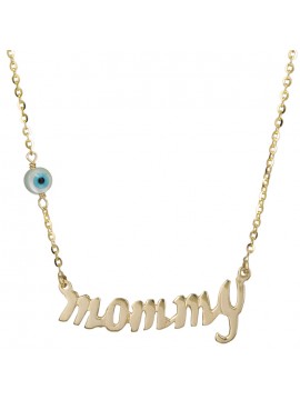 Γυναικείο κολιέ χρυσό mommy 14 Καρατίων με ματάκι D023853 D023853