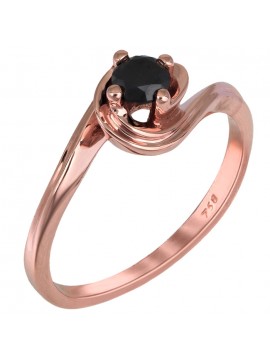 Μονόπετρο με μαύρο μπριγιάν από ροζ gold Κ18 D025340 D025340