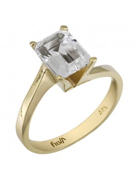 Χρυσό μονόπετρο με λευκή πέτρα topaz Κ14 D025772 D025772