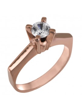 Ροζ gold μονόπετρο δαχτυλίδι με ζιργκόν Κ14 D025854 D025854