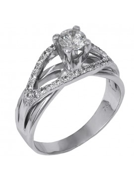 Μονόπετρο δαχτυλίδι με διαμάντια 18K D027002 D027002