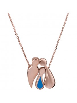 Ροζ gold κολιέ 14Κ οικογένεια drops με αγοράκι D027260 D027260