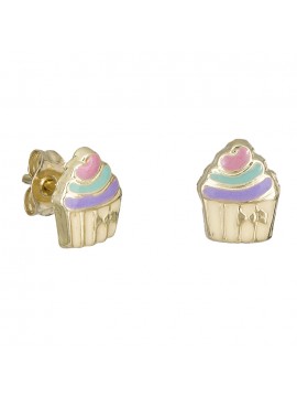 Παιδικά σκουλαρίκια από χρυσό 9Κ cupcakes D029093 D029093