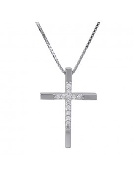 Λευκόχρυσος σταυρός Κ18 με διαμάντια brilliant D029382 D029382