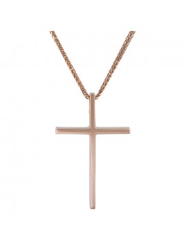 Σταυρός ροζ gold 14Κ με αλυσίδα D030762C D030762C