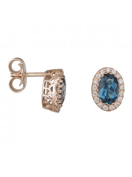Σκουλαρίκια ροζ gold 18Κ ροζέτα με μπριγιάν D032253 D032253