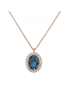 Κολιέ ροζ gold 18Κ ροζέτα με μπριγιάν και topaz D032254 D032254
