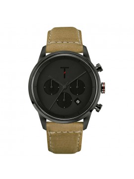 Ρολόι Quartz ανδρικό Tylor Tribe με μπεζ δερμάτινο λουράκι TLAC007 TLAC007