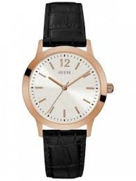 Ρολόι GUESS Rose Gold Black Leather Strap W0922G6 W0922G6