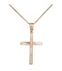 Σταυρός ροζ gold 14Κ με ζιργκόν και αλυσίδα D036991C D036991C
