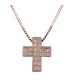 Διαμαντένιος σταυρός ροζ gold Κ18 D026076 D026076